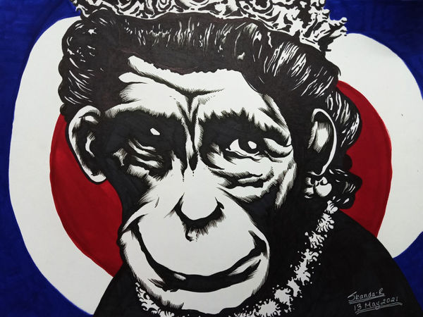 Skanda R, aged 13. Inspired by Banksy.