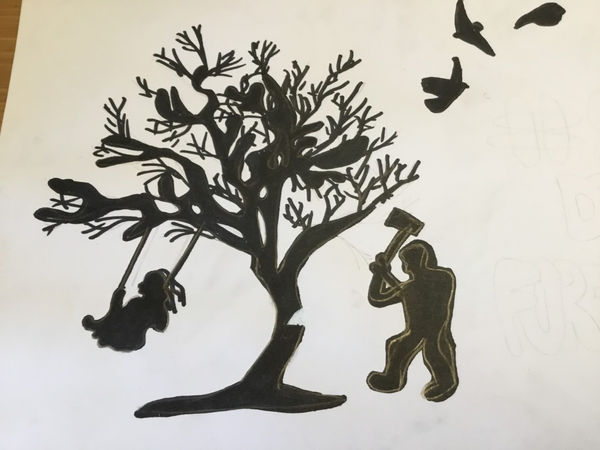 Sophia Kazlouski, aged 11. Inspired by Banksy.