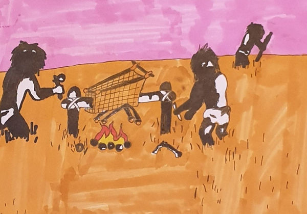 Theo Roberts, aged 11. Inspired by Banksy.