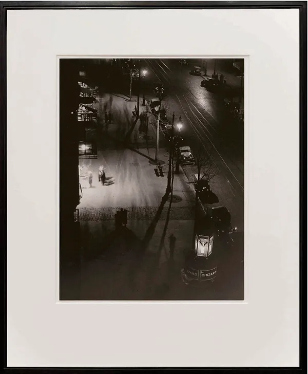 framed photograph of Boulevard Montparnasse in Paris at night in the 1930s by Brassai