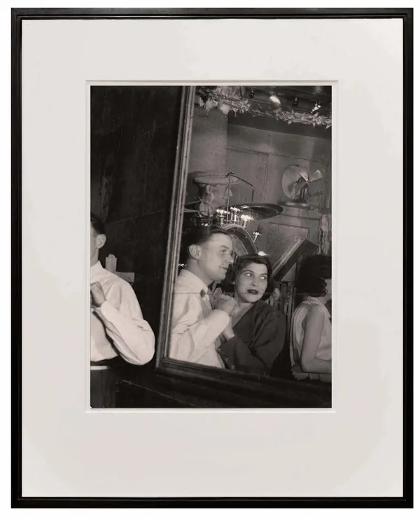 framed photograph of reflection in mirror of couple dancing from Paris de Nuit by Brassai