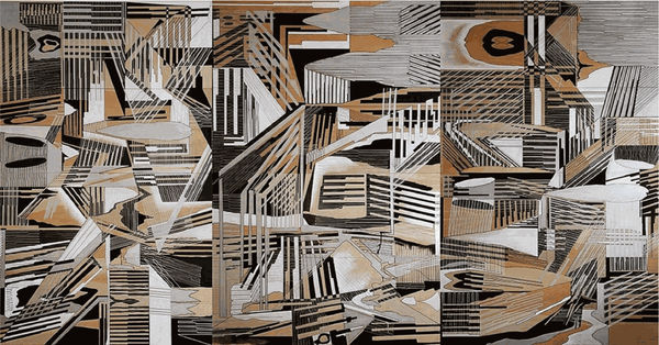 Vargas-Suarez Universal, Vectorscape, Oil and oil enamel on wood, 10 x 20 ft, 2015