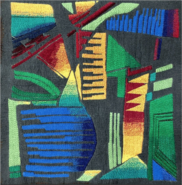 Celestial Vectors, 2018-20, Laser cut, hand felted, hand dyed, hand sewn Tien-Shan Mountain sheep&rsquo;s wool with Shyrdak and Saima techniques 24 x 24 in (61 x 61 cm) and 27 x 27 inches (68.5 x 68.5cm) each