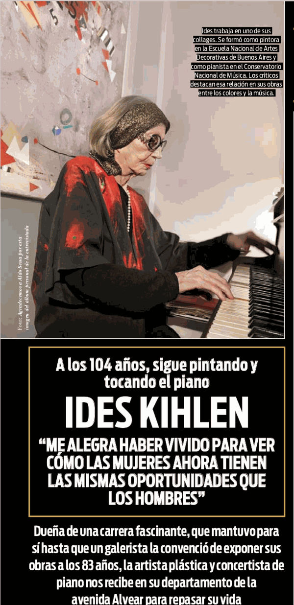 A los 104 años, sigue pintando y tocando el piano Ides Kihlen