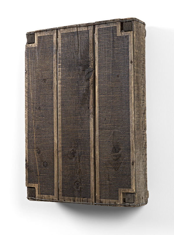 Voewood 2009 sunlight on wood with staples 60.5 x 43 x 13 cm