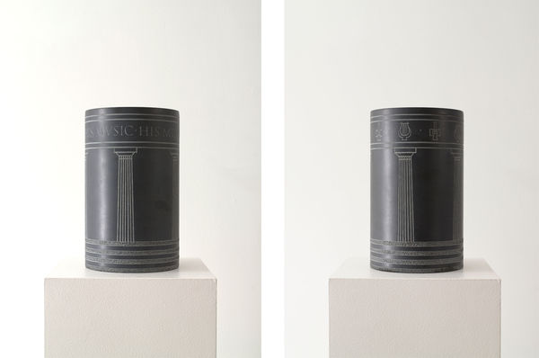Two Temples: To Apollo His Music-His Missiles-His Muses 1996 with Annet Stirling, slate 25 x 15.5cm each