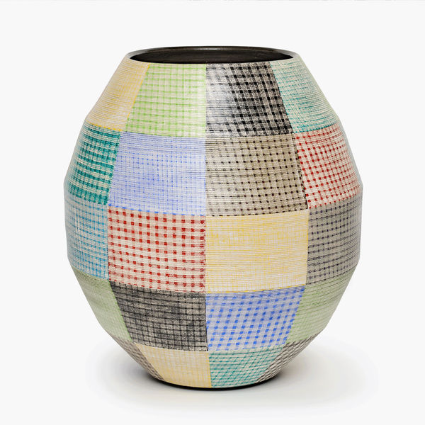 Masahiro Maeda - Vase in Layered Glazes and Overglaze Silver 色絵銀彩花入, 2024