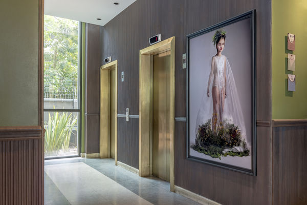 Installation view of the group show Fest&iacute;n de Arte #20, presented by Isabel Croxatto Galer&iacute;a at Hotel Bidasoa in Santiago, Chile. November 2018. Photo: Sebasti&aacute;n Gonz&aacute;lez.