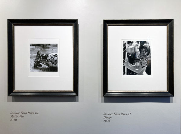 Installation view of the exhibition Sweeter than Roses by Víctor Castillo, presented by Isabel Croxatto Galería in Santiago, 2021. Credit: Nicolás de Sarmiento. Courtesy of Isabel Croxatto Galería. Left: Sweeter than Roses 10, Sheila West. Right: Sweeter than Roses 11, Dimpy.