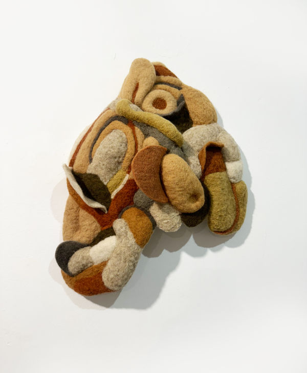 Marie Isabelle Poirier-Troyano Rumba, 2024 Eucalyptus wool and pomegranate skin, needle felting 34 x 44 cm