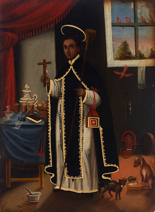 Saint Martín de Porres Unidentified artist Upper Peru (Bolivia), 18th century Oil and gold on brass 34.5 x 25 cm