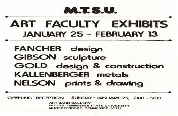 MTSU Art Barn Gallery Art Faculty Exhibition
