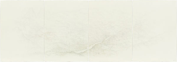 Raffi Kaiser #022899 Landschaft, 2022/23 Bleistift und Buntstift auf Papier, 4-teilig 100 x 300 cm