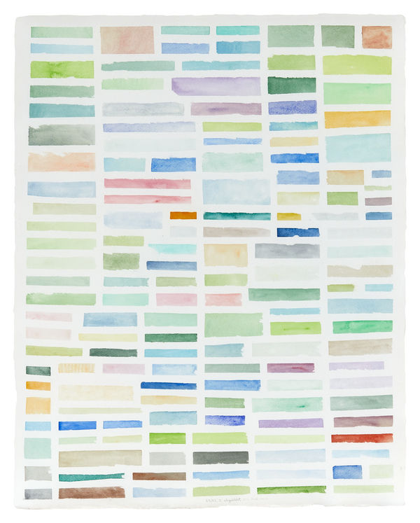 Ines Hock #023083 22/23-5-2020 abgeklebte Farbfelder, 2020 Aquarell auf Zerkall Aquarag Papier 65 x 51 cm