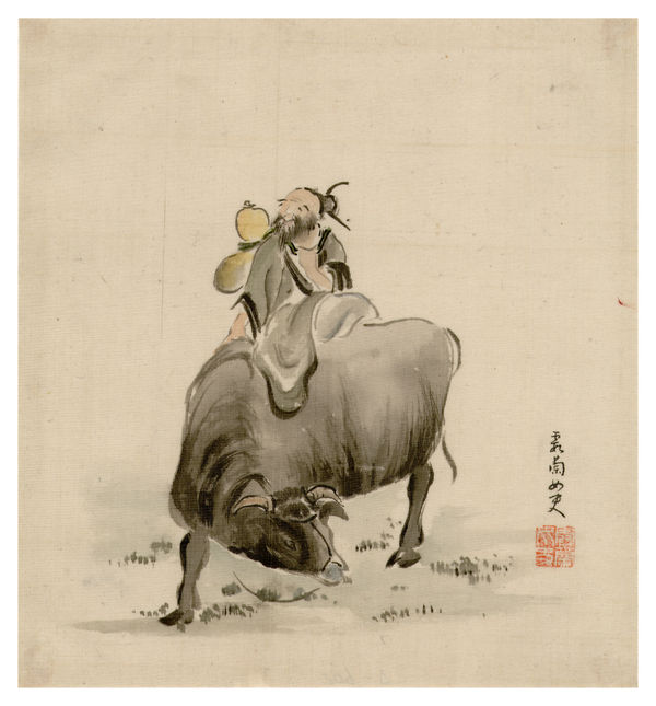 Malerei, #006672 Lao-tzu auf dem Ochsen, 19. Jahrhundert