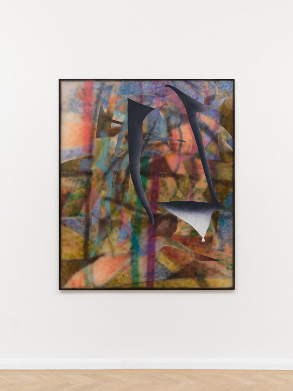 Rest in Palm, 2023 Signed C Landon 2023 Oil and acrylic spray on canvas 152.2cm x 127cm