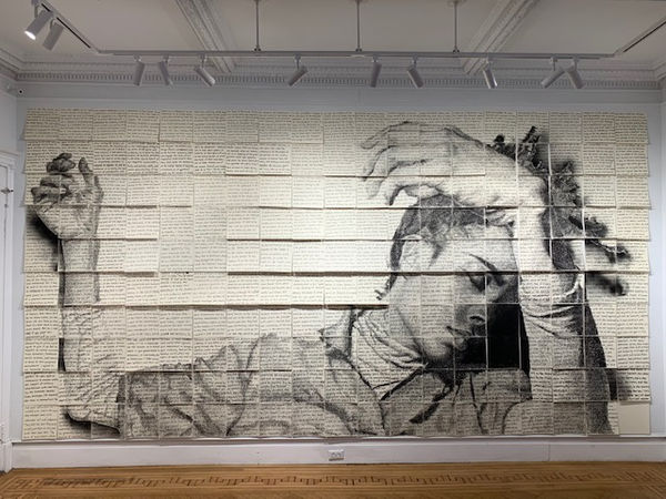 Kenturah Davis Study for Entanglements, 2019 kozo paper, ink, China marker, aerosol paint 100 x 200 in.