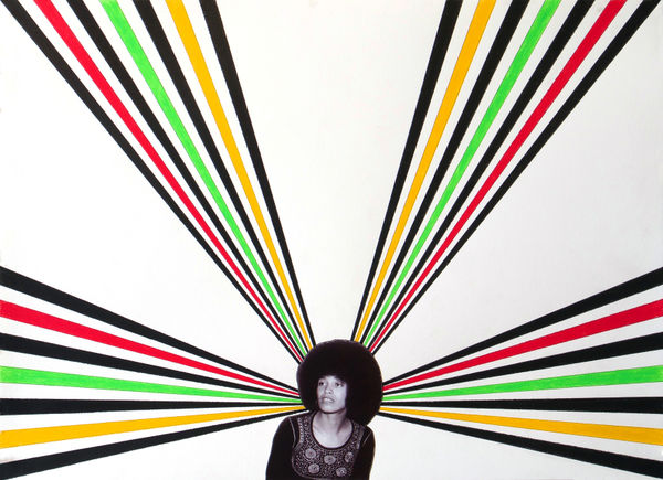 Rico Gatson Angela #5, 2019 color pencil and photograph collage on paper 22 x 30 in.