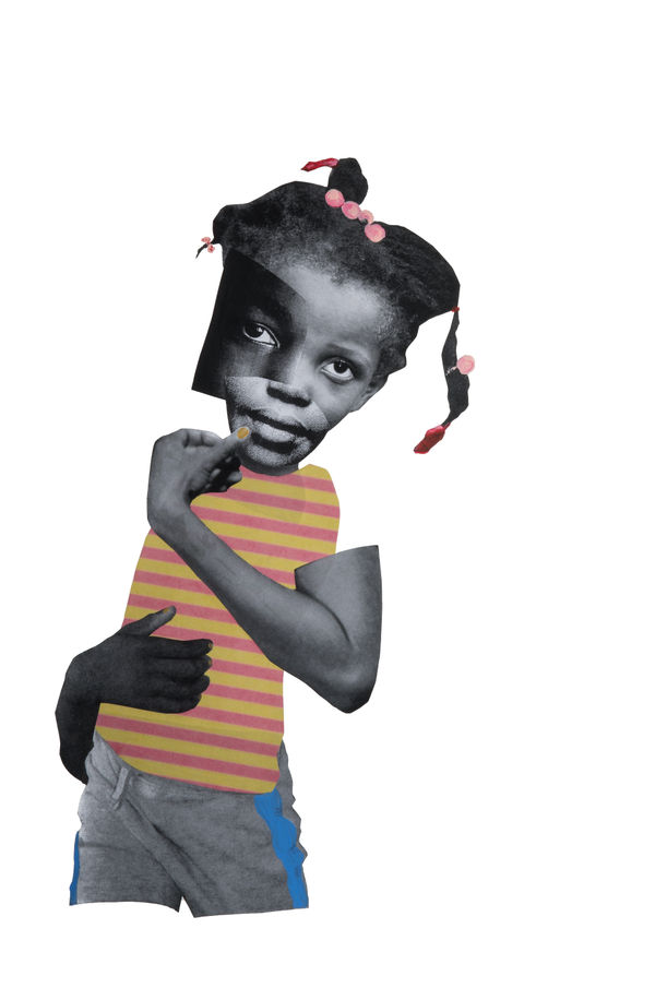 Deborah Roberts Baby Girl, 2017 mixed media on paper 30 x 22 in.