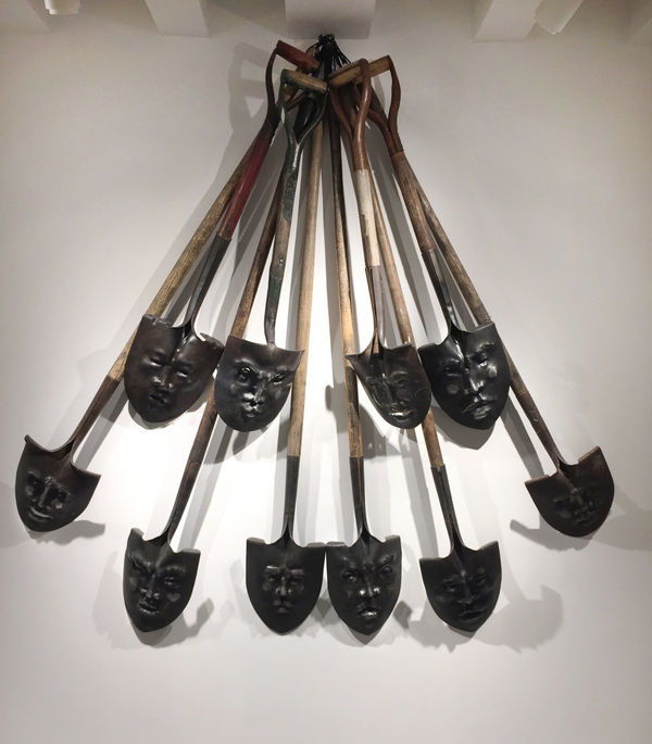 Harlan Mack Forecast Revival, 2015 re-forged steel shovels with wood shovel handles 72 x 72 x 11 inches