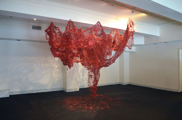 Nnenna Okore Down to Earth, 2017 Burlap, dye and wire Varied Dimensions