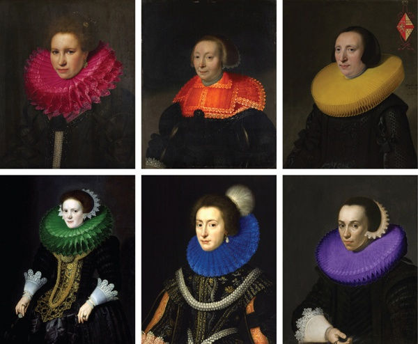 Rob and Nick Carter Six Portraits in Six Colours, after Miereveld, 2013 6 cibachrome prints mounted on aluminum and framed 12 x 10 inches edition of 12