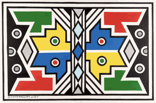 Esther Mahlangu, untitled, 2020, acrylic on canvas, 39 3⁄8 × 59".