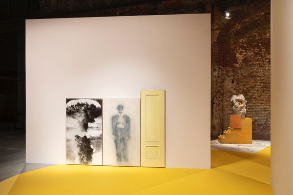 Pedro G. Romero Sodoma y Gomorra, 1989. Rachel Harrison Kouros Descends Stairs, 2008.