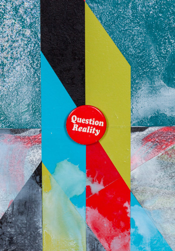 Jeffrey Gibson Chief Pretty Eagle, 2020 Mixed Media Collage, Vintage Beaded Eyeglass Case (Glass Beads, Polyester, Thread, Suede), Vintage Beaded Barrette (Glass Beads, Polyester, Thread), Vintage Papers, Found Pin, Glass Beads, Glitter, Urethane, Acrylic Paint 64 x 48 x 1 1/2 in 162.6 x 121.9 x 3.8 cm