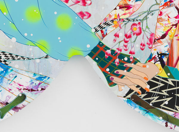 Tomokazu Matsuyama Wall To Wall With You, 2021 Acrylic and mixed media on canvas 92 x 48 x 2 inches 233.7 x 121.9 x 5.1 cms