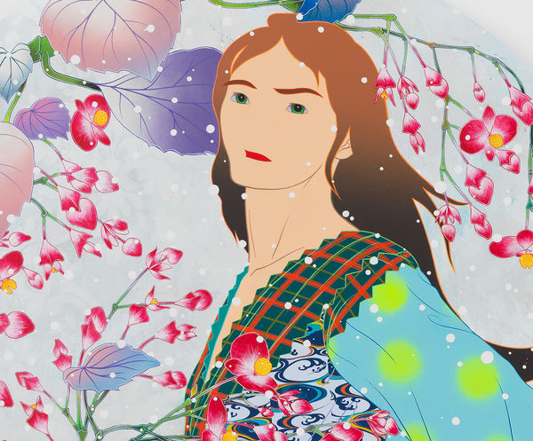 Tomokazu Matsuyama Wall To Wall With You, 2021 Acrylic and mixed media on canvas 92 x 48 x 2 inches 233.7 x 121.9 x 5.1 cms