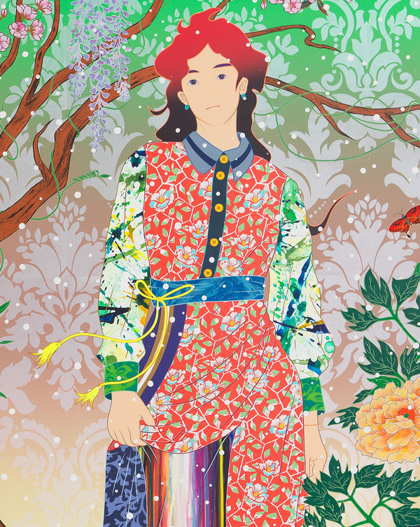 Tomokazu Matsuyama For You Blue Day Tripper, 2021 Acrylic and mixed media on canvas 73 1/2 x 104 x 2 inches 186.7 x 264.2 x 5.1 cms