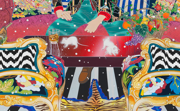 Tomokazu Matsuyama The Seed Shiver Shine & Bright, 2021 Acrylic and mixed media on canvas 105 x 77 x 2 in 266.7 x 195.6 x 5.1 cm