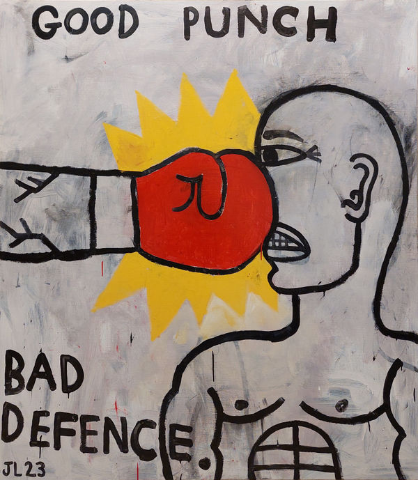 Joachim Lambrechts Good Punch Bad Defence 2023 Enamel Paint And Spray Paint On Canvas 160 X 140 Cm Jla 0238