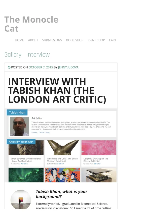 Interview with Tabish Khan (The London Art Critic)