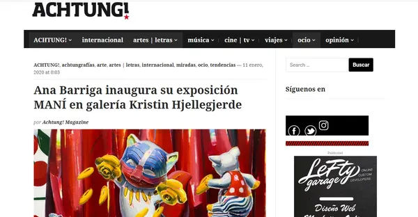 Ana Barriga inaugura su exposición MANÍ en galería Kristin Hjellegjerde