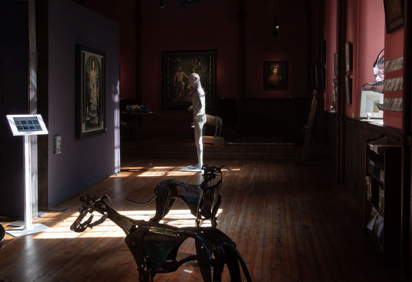 Looking through the sunlight towards Alan Macdonald's work.