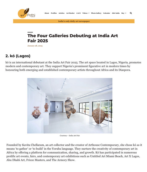The Four Galleries Debuting at India Art Fair 2025, Pothi