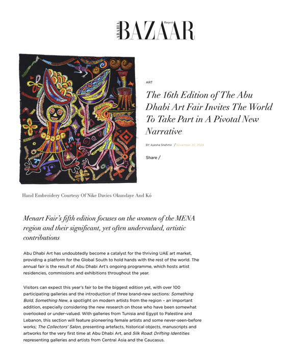 The 16th Edition of The Abu Dhabi Art Fair Invites The World To Take Part in A Pivotal New Narrative...