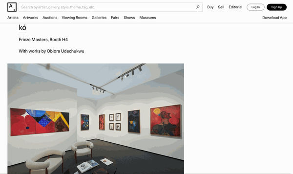 Obiora Udechukwu, installation view in kó’s booth at Frieze Masters 2021. Photo by Yosuke Kojima. Courtesy of the artist and kó.