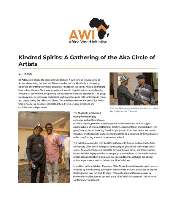 Kindred Spirits: A Gathering of the Aka Circle of Artists , Africa World Initiative