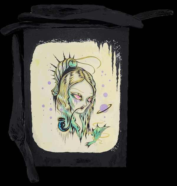 Camille Rose Garcia, Despoina Conjuring Saturn / 10 x 9", 2021 (click to enlarge)