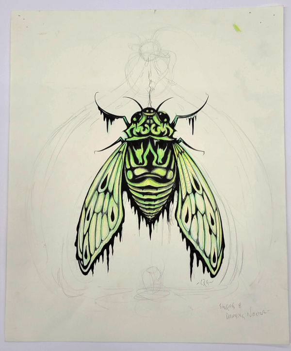 Camille Rose Garcia, Cicada Study/ SOLD / 17 x 14", 2021 (click to enlarge)