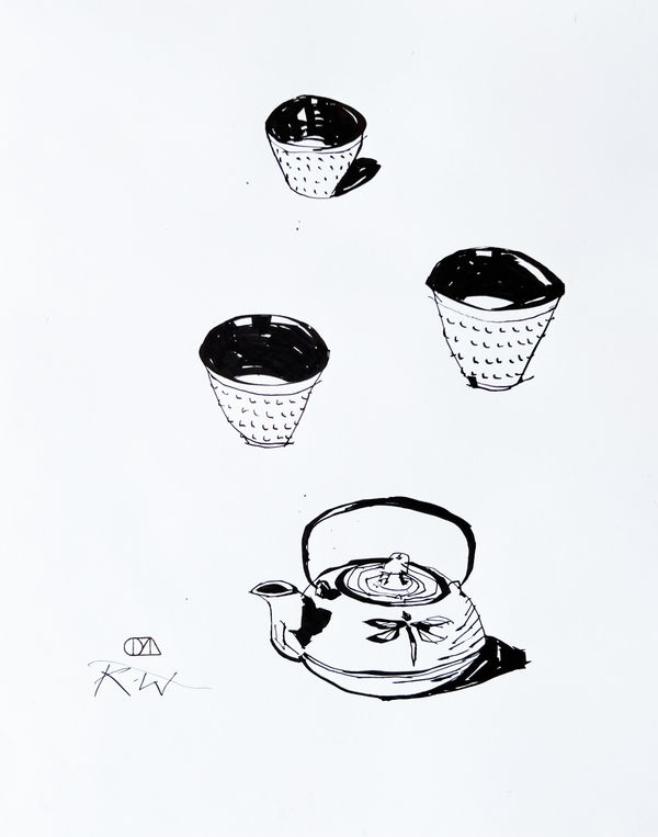 Kent Williams, Yuki-Onna: Teapot and Cups, 2021