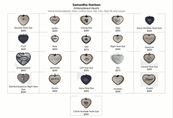 Samantha Harrison, Hand-Embroidered Heart Pricing Map