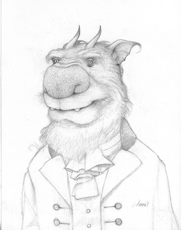 Travis Louie, The Fancy Ogre drawing, 2022