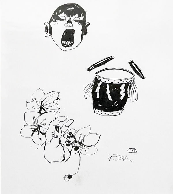 Kent Williams, RIKI–BAKA: FACE W/DRUM , 2021