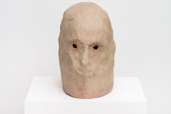 Patrick Cole Lock down Mask (Brown) Papier-mache, house paint 16 x 23 x 27cm