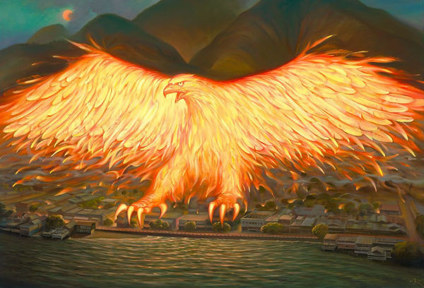 Vladimir Kush Unveils His New Masterpiece "Hawaiian Firestorm Bird"