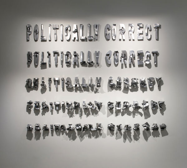 Adel Abidin Politically Correct 2018 Coated Stainless Steel Sculptures 250 X 325 Cm Courtesy Lawrie Shabibi And The Artist